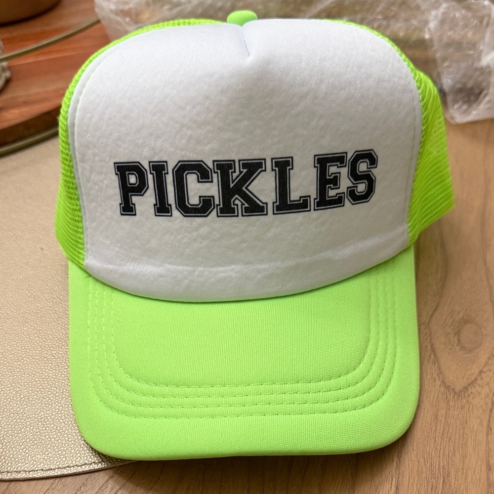 Neon Green and White Trucker Hat - Pickles